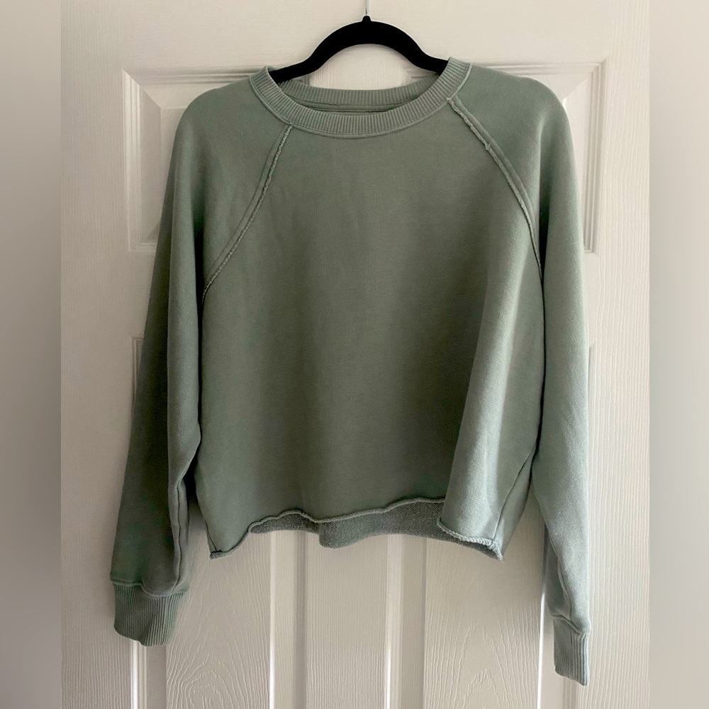 Aerie Fleece of Mind Cropped Crewneck Sweatshirt